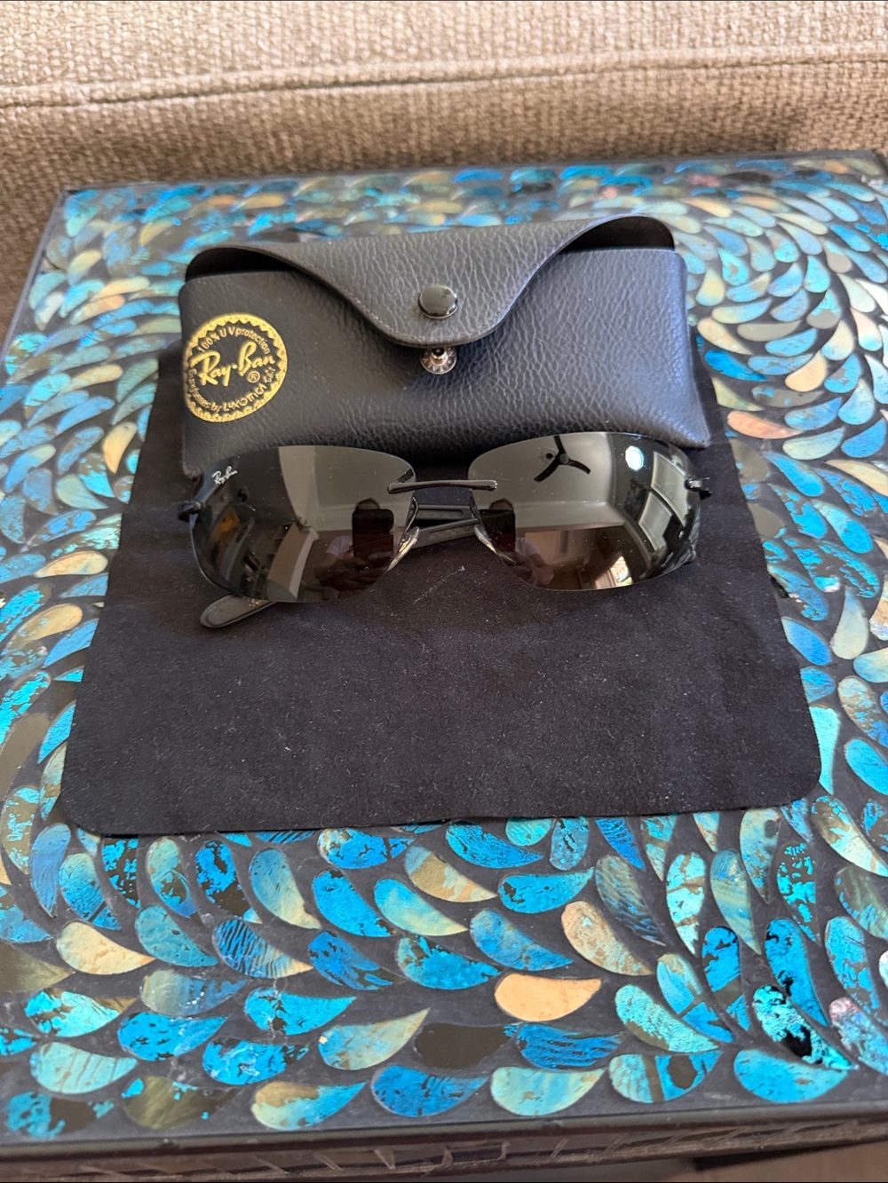 Ray-Ban Rimless Sunglasses in Black and Silver